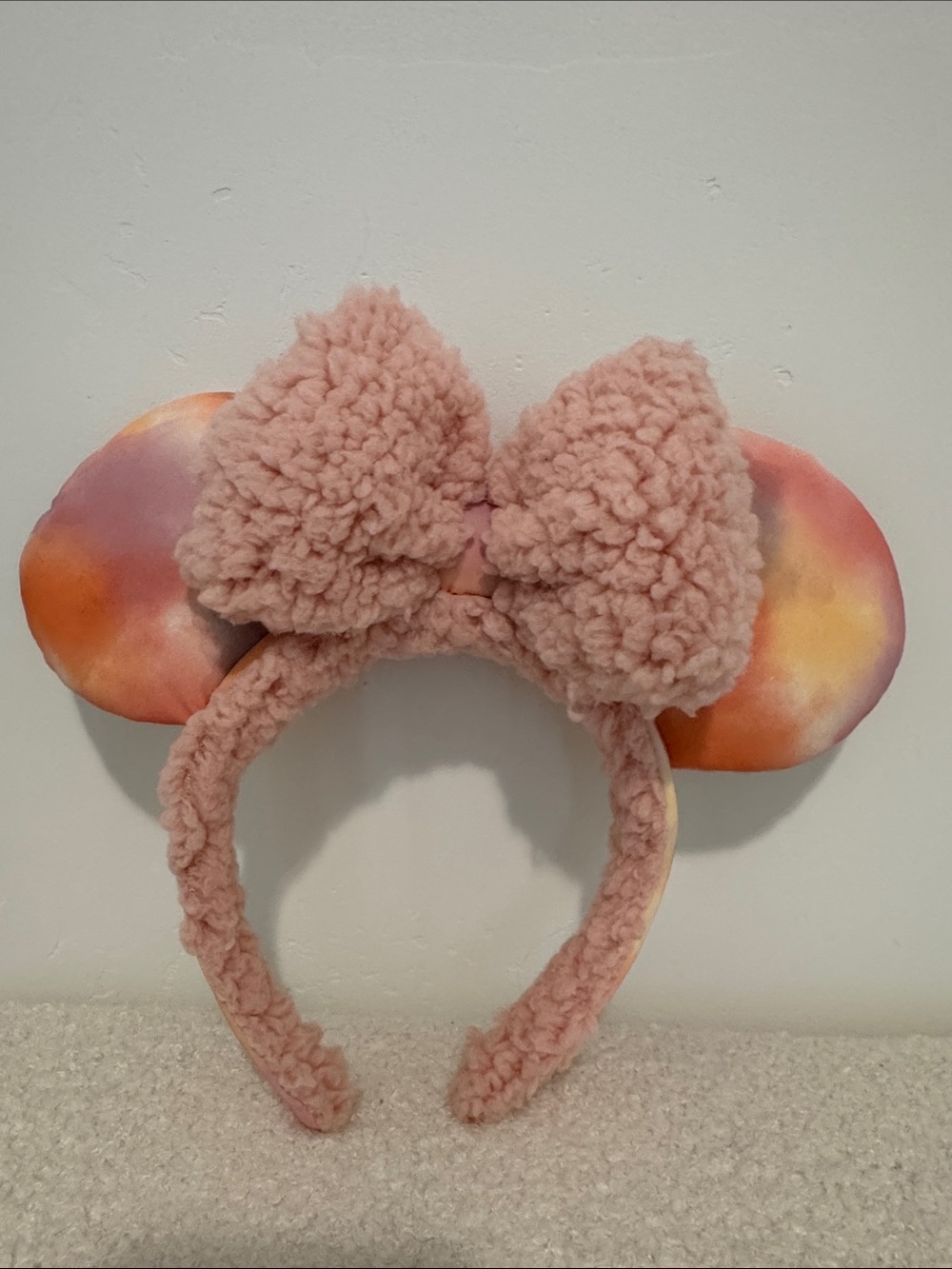 Disney Parks Sherpa Bow Ear Headband with Sunset Tie-Dye Ears
